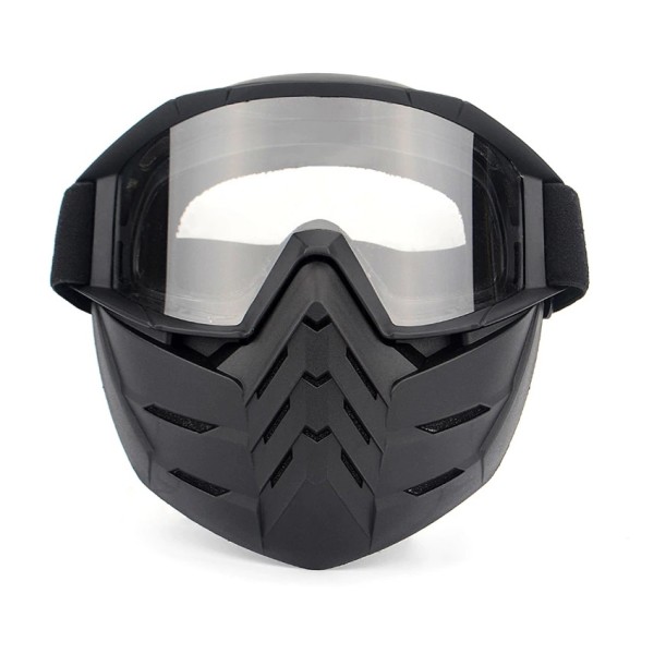 Face protection mask, made from hard plastic + ski goggles, transparent lenses, model TD02